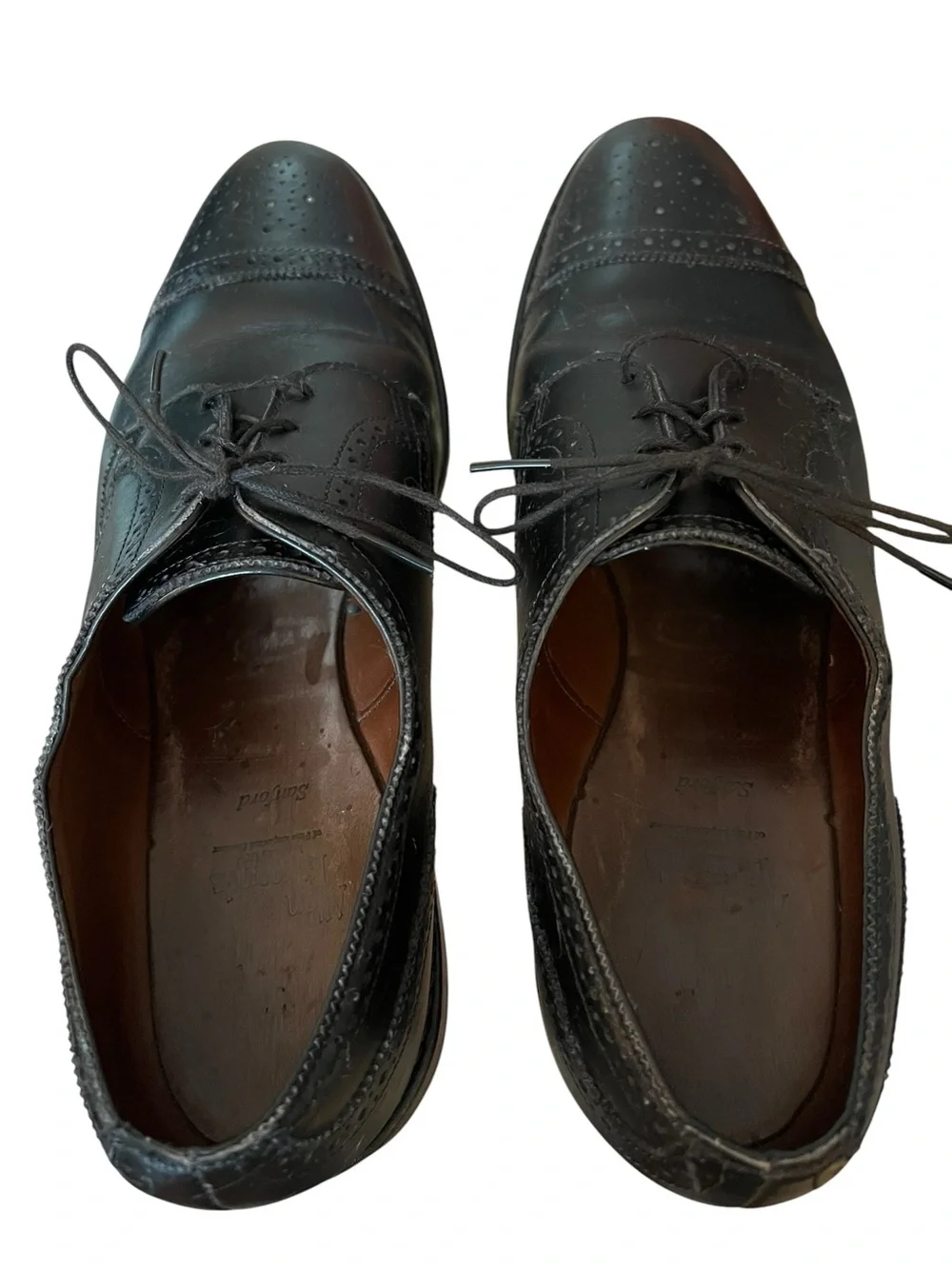 Allen Edmonds Shoes Men 11 D Black Sanford Brogue Leather Cap Toe Oxford 6517